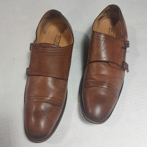 Miralto Double Monk Strap Dress Shoes, Men\'s Leather Cognac Size 12 main image 8